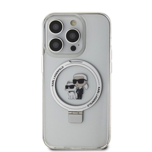 Karl Lagerfeld Ringstand Karl and Choupette MagSafe Case for iPhone 15 Pro Max White image 2