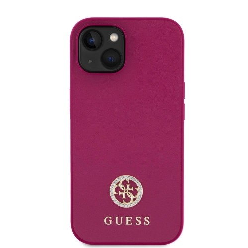 Guess PU 4G Strass Metal Logo Case for iPhone 15 Pink image 2