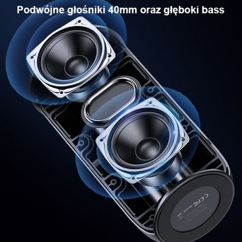 USAMS Głośnik YC Series Bluetooth 5.0 10W Waterproof Wireless Speaker with Lanyard czarny|black YC011YX01(US-YC011) image 2