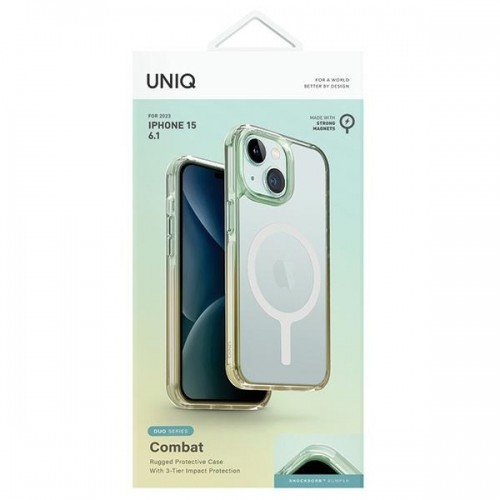 UNIQ etui Combat Duo iPhone 15 6.1" Magclick Charging zielono-żółty|sea green-soft yellow image 2