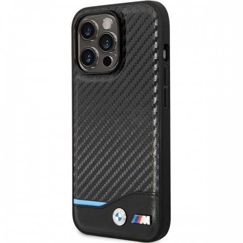 Etui BMW BMHCP13X22NBCK iPhone 13 Pro Max 6.7" czarny|black hardcase Leather Carbon image 2