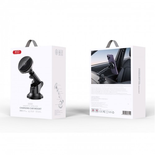 XO car holder CX017 magnet with inductive charging black 15W with suction cup image 2