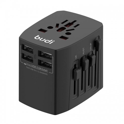 Universal Wall Charger | AC Adapter Budi 4x USB, 5A, EU|UK|AUS|US|JP (black) image 2