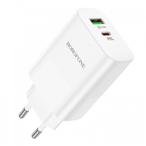 OEM Borofone Wall charger BN10 Sunlight - USB + Type C - QC 3.0 PD 65W white image 2