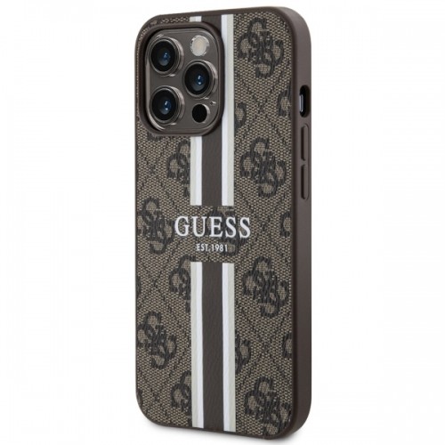 Guess GUHMP13LP4RPSW iPhone 13 Pro | 13 6.1" brązowy|brown hardcase 4G Printed Stripes MagSafe image 2