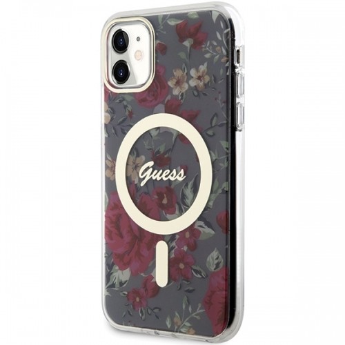 Guess PC|TPU Flowers IML MagSafe Compatible Case for iPhone 11 Kaki image 2