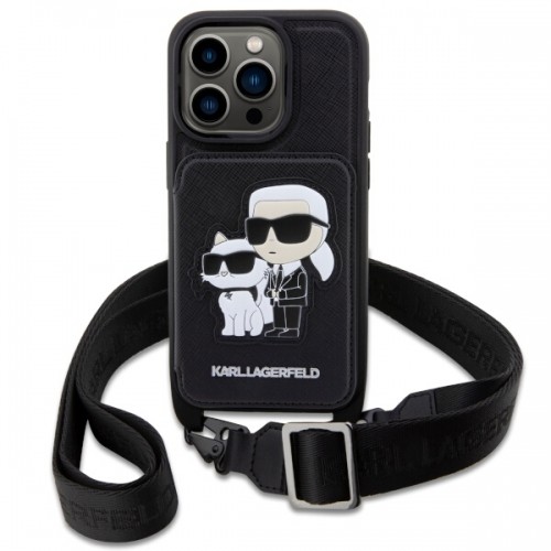 Karl Lagerfeld KLHCP14XCSAKCPMK iPhone 14 Pro Max 6.7" hardcase czarny|black Crossbody Saffiano Karl & Choupette image 2