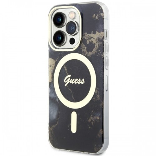 Guess GUHMP14XHTMRSK iPhone 14 Pro Max 6.7" czarny|black hardcase Golden Marble MagSafe image 2