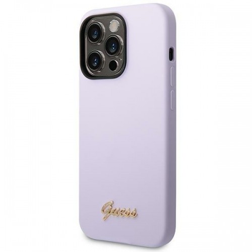 Guess GUHCP14XSLSMU iPhone 14 Pro Max 6,7" fioletowy|purple hard case Silicone Vintage Gold Logo image 2