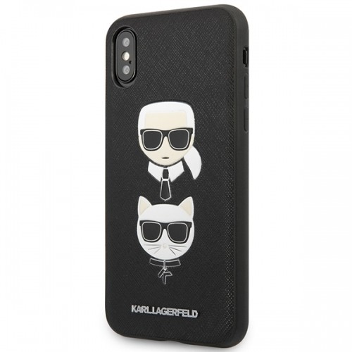 Karl Lagerfeld KLHCI65SAKICKCBK iPhone XS Max czarny|black hardcase Saffiano Karl&Choupette Head image 2