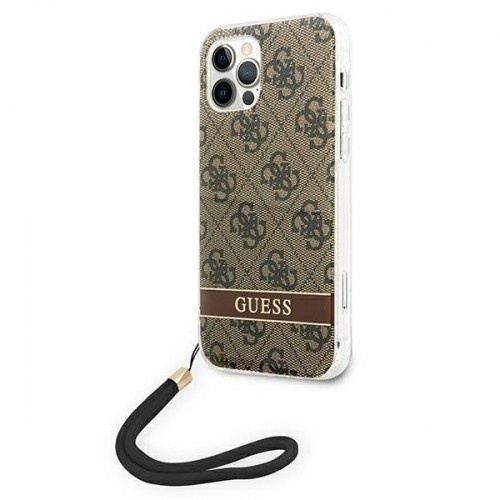 Guess GUOHCP12MH4STW iPhone 12|12 Pro brązowy|brown hardcase 4G Print Strap image 2