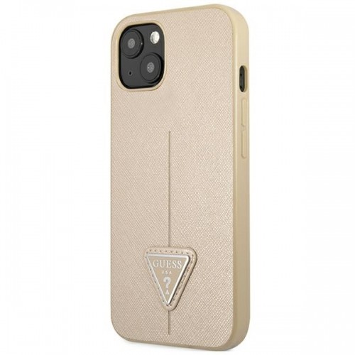 Guess GUHCP14SPSATLE iPhone 14 6,1" beżowy|beige hardcase SaffianoTriangle Logo image 2