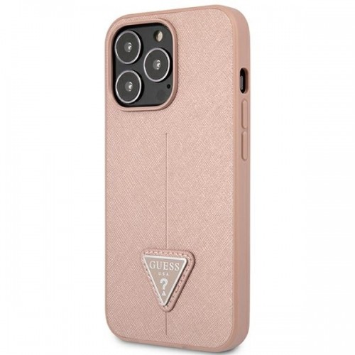 Guess GUHCP14LPSATLP iPhone 14 Pro 6,1" różowy|pink hardcase SaffianoTriangle Logo image 2