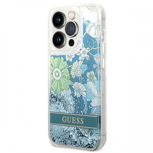 Guess GUHCP14LLFLSN iPhone 14 Pro 6,1" zielony|green hardcase Flower Liquid Glitter image 2
