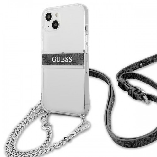 Guess GUHCP13SKC4GBSI iPhone 13 mini 5,4" Transparent hardcase 4G Grey Strap Silver Chain image 2
