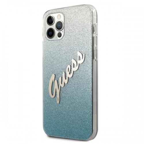 Guess GUHCP12MPCUGLSBL iPhone 12|12 Pro 6,1" niebieski|blue hardcase Glitter Gradient Script image 2