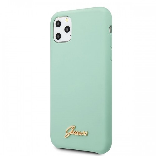 Guess GUHCN65LSLMGG iPhone 11 Pro Max zielony|green hard case Silicone Vintage Gold Logo image 2