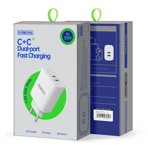 OEM Dux Ducis Duzzona wall charger T4 - 2xType C - PD 35W white image 2