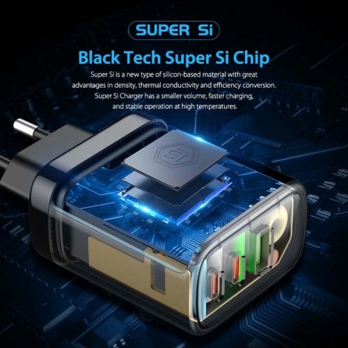 OEM Wall charger Dux Ducis C110 Super Si - USB + 2xType C - PD 65W 5A black image 2