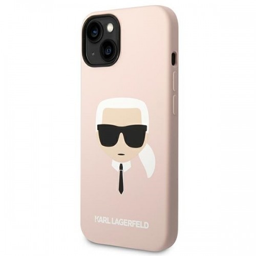 Karl Lagerfeld MagSafe Compatible Case Liquid Silicone Karl Head for iPhone 14 Pink image 2