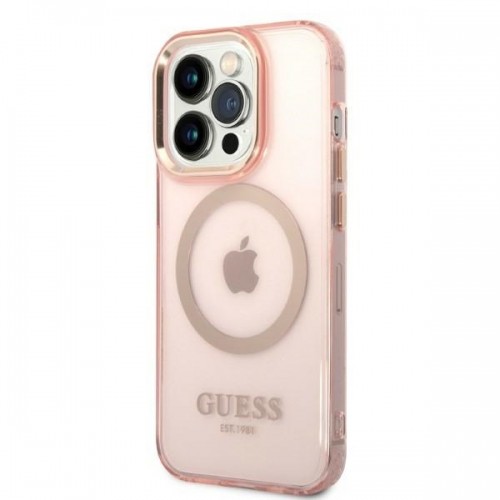 Guess Translucent MagSafe Compatible Case for iPhone 14 Pro Pink image 2
