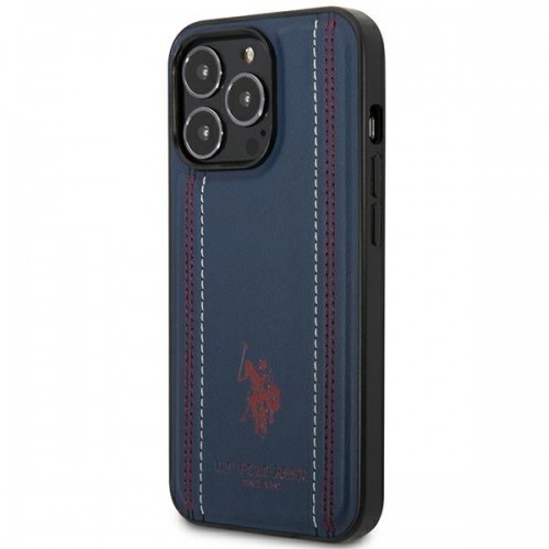 U.s. Polo Assn. U.S. Polo PU Leather Stitched Lines Case for iPhone 14 Pro Navy image 2