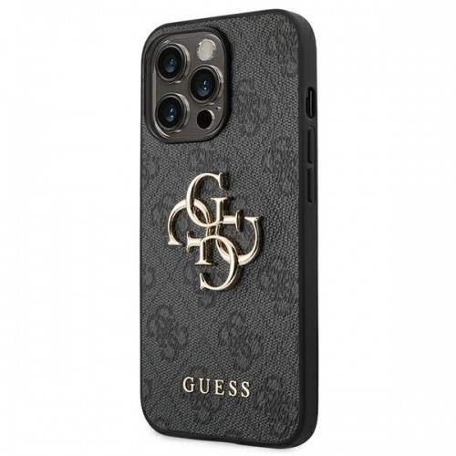 Guess PU 4G Metal Logo Case for iPhone 14 Pro Grey image 2