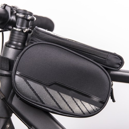OEM Waterproof bicycle frame bag with a removable phone case black image 2