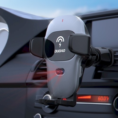 Dudao car holder with built-in Qi wireless charger 15W gray (F20xs) image 2
