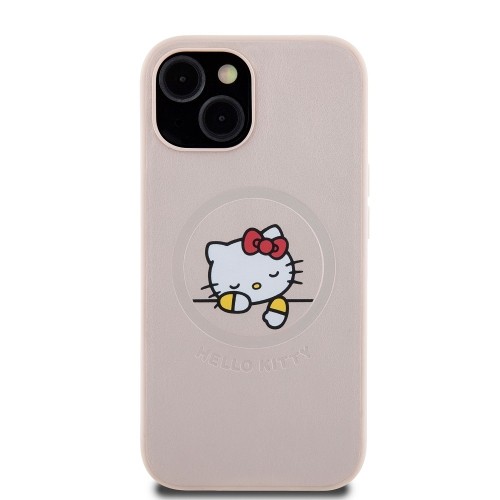 Hello Kitty PU Kitty Asleep Logo MagSafe Case for iPhone 15 Pink image 2