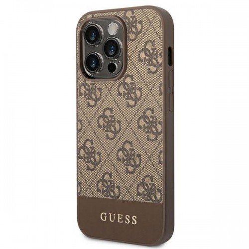 Guess 4G Stripe Case for iPhone 14 Pro Brown image 2