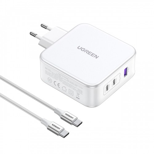 Ugreen Nexode CD289 GaN network charger USB-A|2xUSB-C 140W + USB-C - USB-C cable 1.5m - white image 2