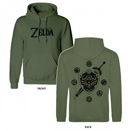 Толстовка с капюшоном унисекс The Legend of Zelda Logo and Shield Зеленый image 2