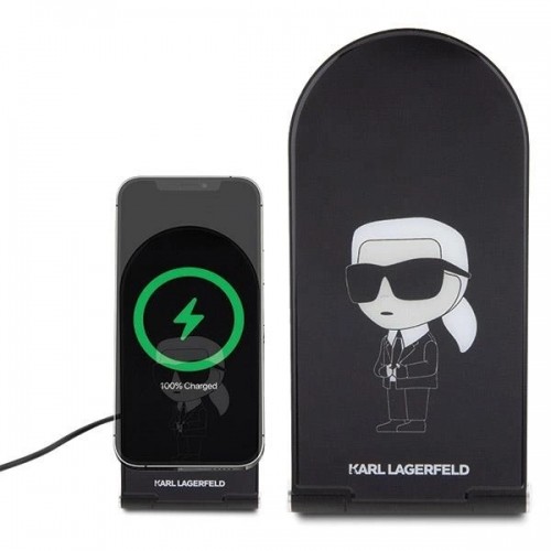 Karl Lagerfeld Ikonik MagSafe 15W inductive charger, foldable 2in1 - black image 2
