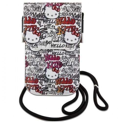 Hello Kitty Leather Tags Graffiti Cord bag - beige image 2
