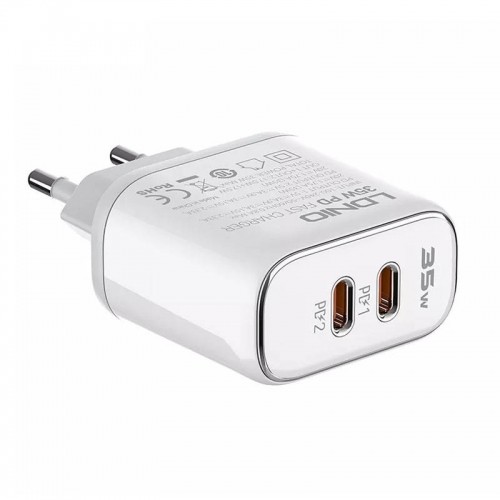 MFi wall charger LDNIO A2528M, 2xUSB-C, USB-C to Lightning 35W image 2