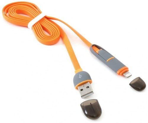 Platinet cable USB - microUSB/Lightning 1m, orange (42873) image 2