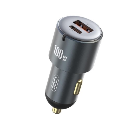 XO car charger CC47 PD QC 3.0 100W 1x USB 1x USB-C dark gray image 2