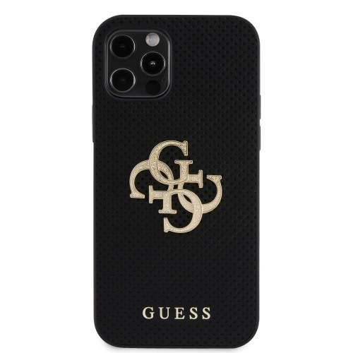 Guess PU Perforated 4G Glitter Metal Logo Case for iPhone 12|12 Pro Black image 2