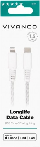 Vivanco cable Lightning - USB-C LongLife Data 1.5m, white (61691) image 2