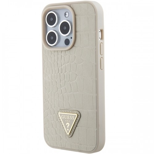 Guess GUHCP15XPCRTHCD iPhone 15 Pro Max 6.7" złoty|gold hardcase Croco Triangle Metal Logo image 2