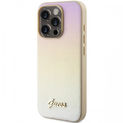 Guess GUHCP14XPSAIRSD iPhone 14 Pro Max 6.7" złoty|gold hardcase Saffiano Iridescent Script image 2