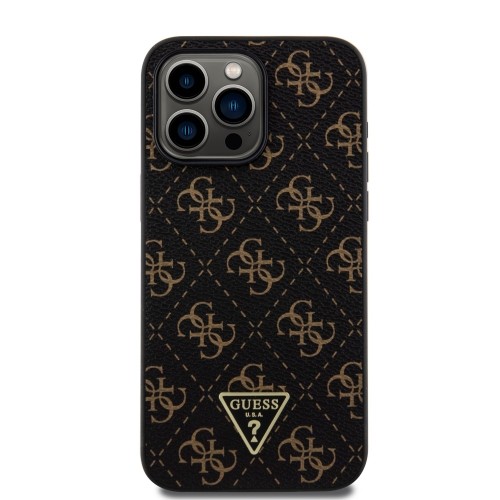 Guess PU Leather 4G Triangle Metal Logo Case for iPhone 15 Pro Max Black image 2