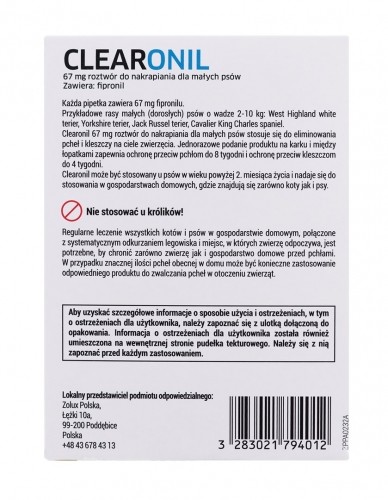 FRANCODEX Clearonil Small breed -  anti-parasite drops for dogs - 3 x 67 mg image 2