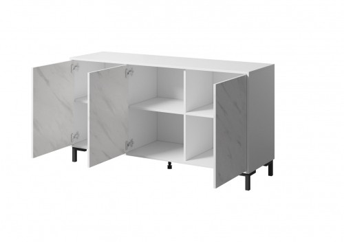Cama Meble MARMO 3D chest of drawers 150x45x80.5 cm white matt/marble white image 2