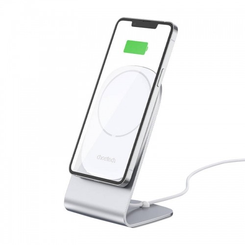 Choetech 15W Magnetic Qi Wireless Charger (MagSafe Compatible) White (T517-F) + Stand Holder Silver image 2
