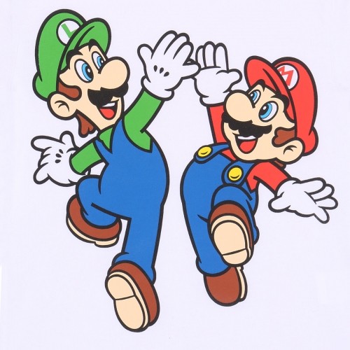 Krekls ar Īsām Piedurknēm Bērniem Super Mario Mario and Luigi Balts image 2