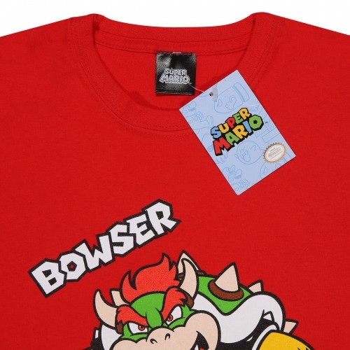 Krekls ar Īsām Piedurknēm Bērniem Super Mario Bowser Text Sarkans image 2