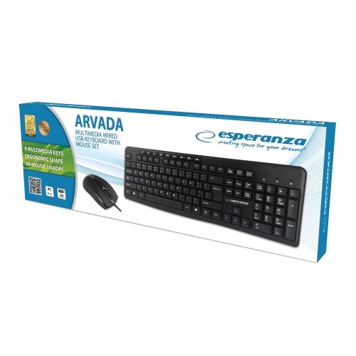 Esperanza EK137 set - USB keyboard + mouse Black image 2