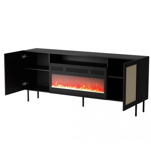 Cama Meble JUTA EF chest of drawers + electric fireplace 202x39.5x85 black + linol calabria image 2